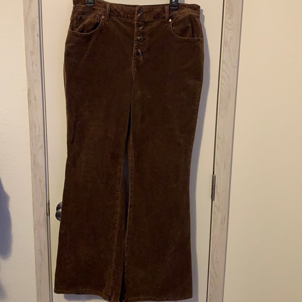 Corduroy boot cut button fly pants